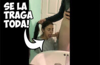 se traga toda la leche mientras la graban
