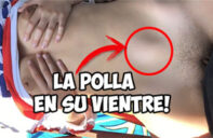 la polla de su chico se le nota en el vientre